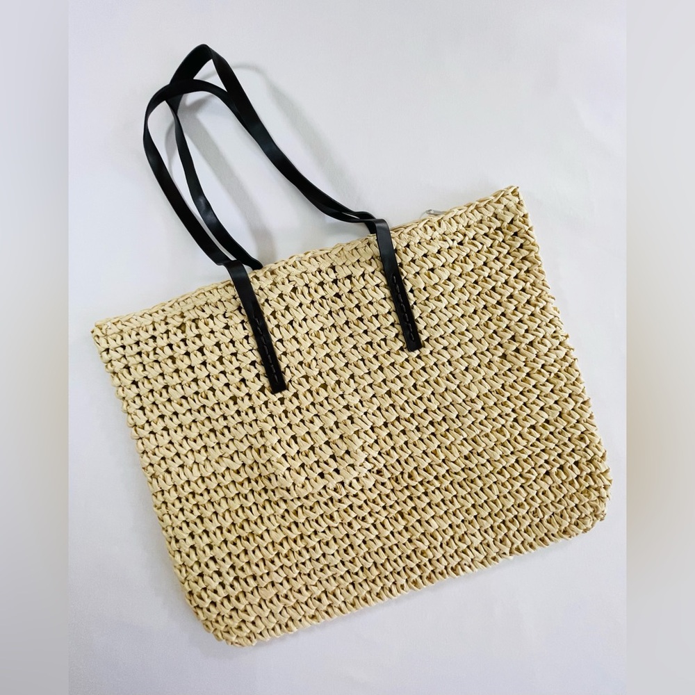 Handwoven bag, Straw handwoven tote bag, Handmade tote bag-Beige